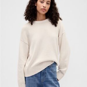 Women's 100% Cotton Crew Neck Cream Sweater
